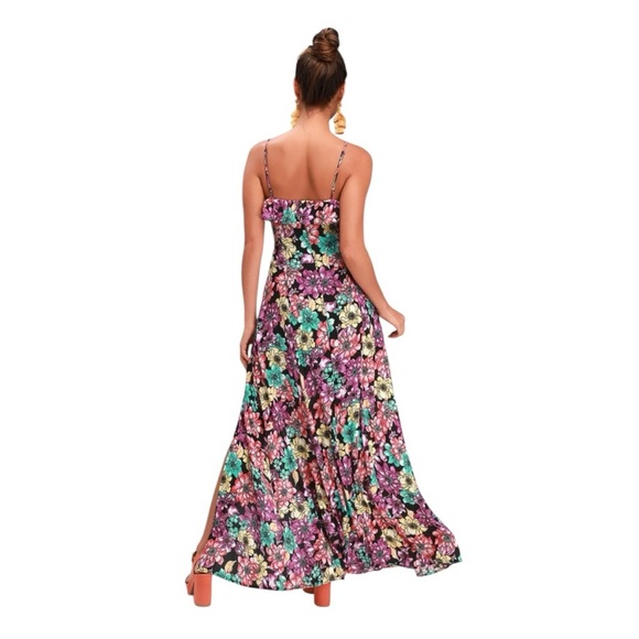 Lulu’s Dynah Black Floral Print Sleeveless Maxi Dress Small - Picture 3 of 17